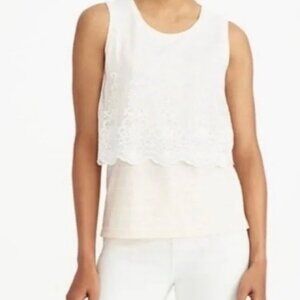 J.Crew Tank Top Pink/Peach with White Lace Overlay Size Medium